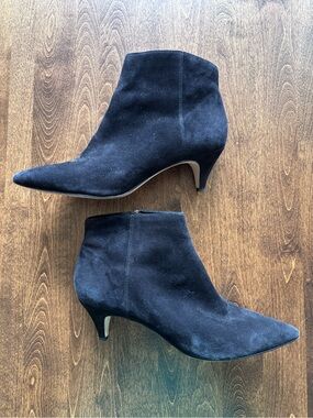 Sam Edelman Black Suede Pointed-Toe Ankle Booties Boots - Women 10